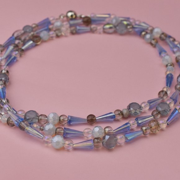 Extra long sky blue glass bead necklace, super long accent necklace - Picture 6 of 6